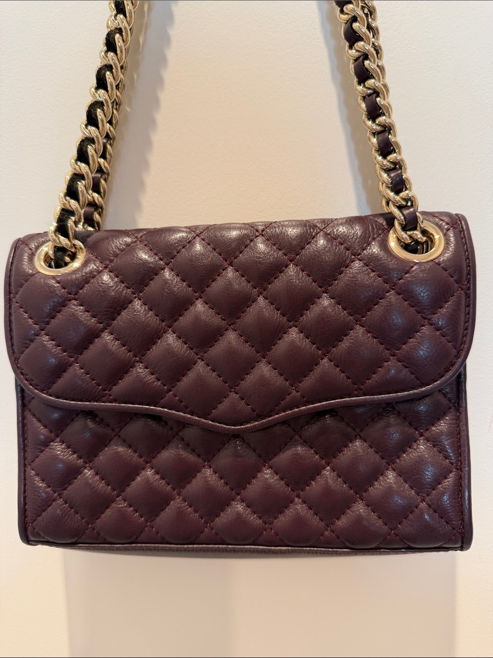Rebecca Minkoff Quilted Dark Purple Leather Shoulder Crossbody Bag